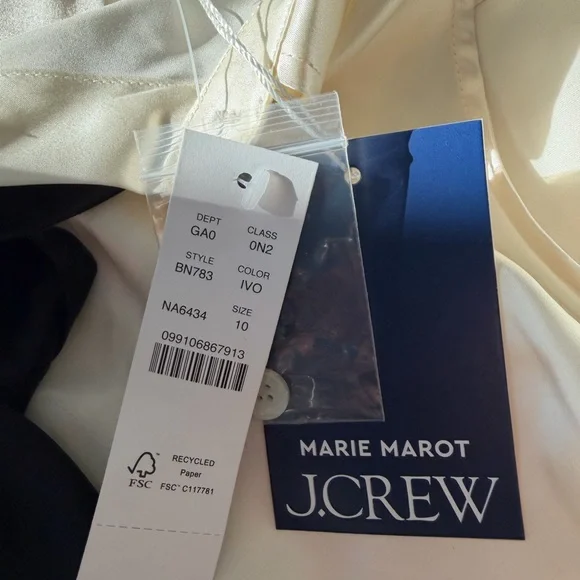 J. Crew Ivory Sleeveless Blouse with Black Tie - Picture 4 of 4